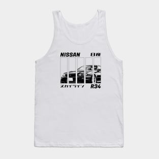 NISSAN SKYLINE GT-R R34 Black 'N White 3 Tank Top